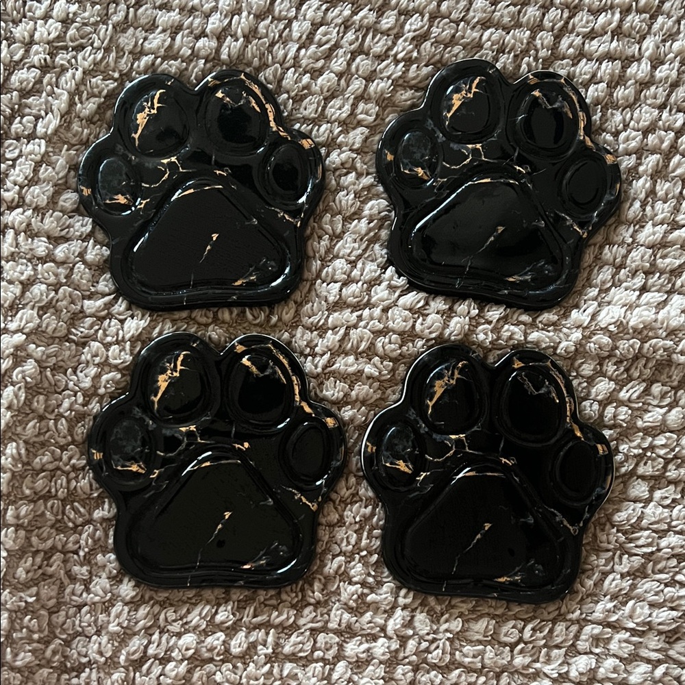 Black Paw Print Coasters